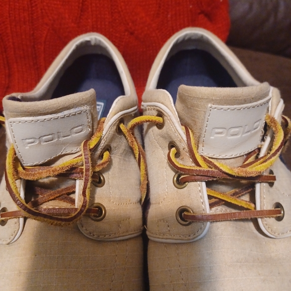 Ralph Lauren Faxon Low-Top Canvas Sneakers, size 11D, tan, navy - Picture 13 of 13